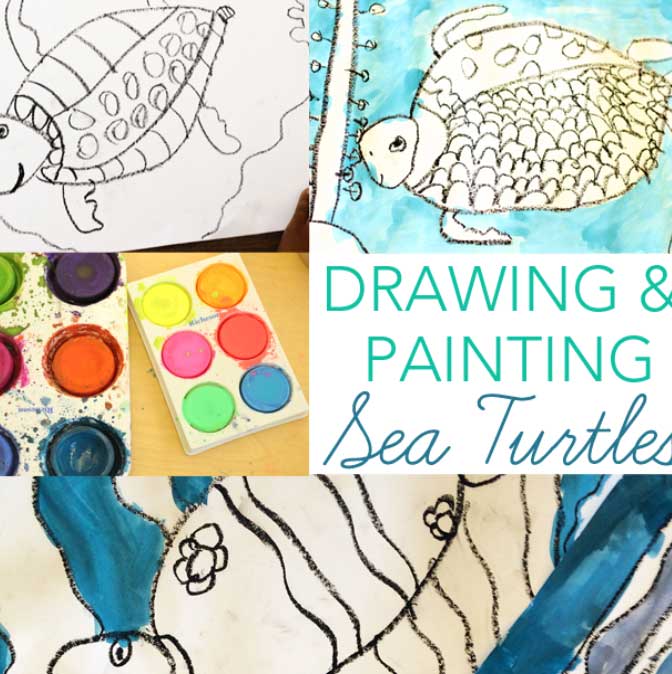 Drawing and painting sea turtles