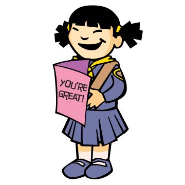 Illustration of girl holding You're Great card 