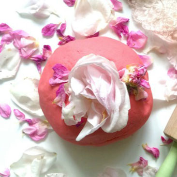 Rose scented play dough with flower petals