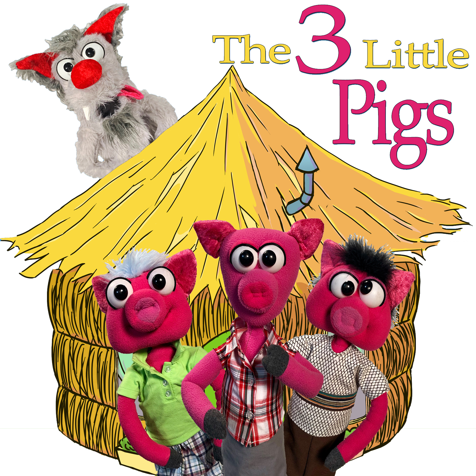 The three little pigs puppet show graphic