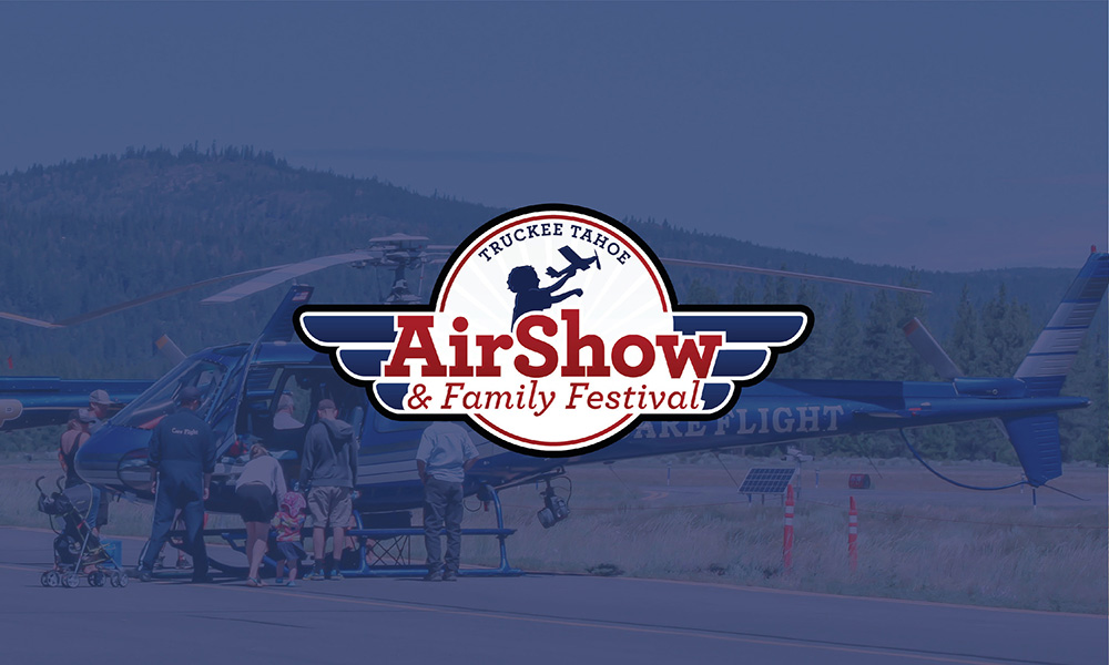 Airshow logo overlay on airplane photo